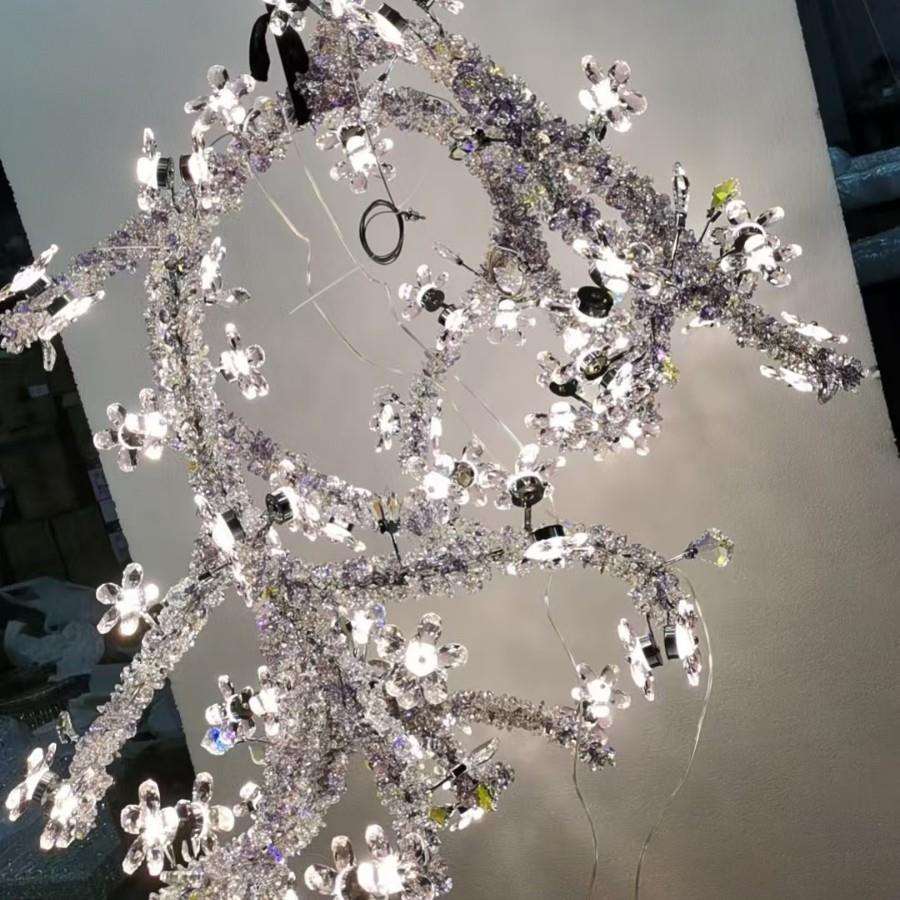 花枝水晶吊灯餐厅彩色艺术创意设计师款轻奢现代吧台茶室别墅灯具