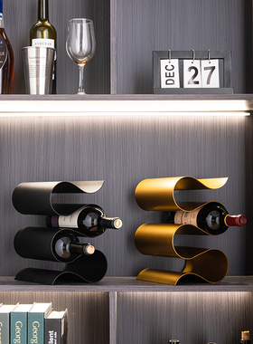 轻奢高档红c酒架摆件家居客厅酒柜餐厅餐边柜葡萄酒架高级感装饰
