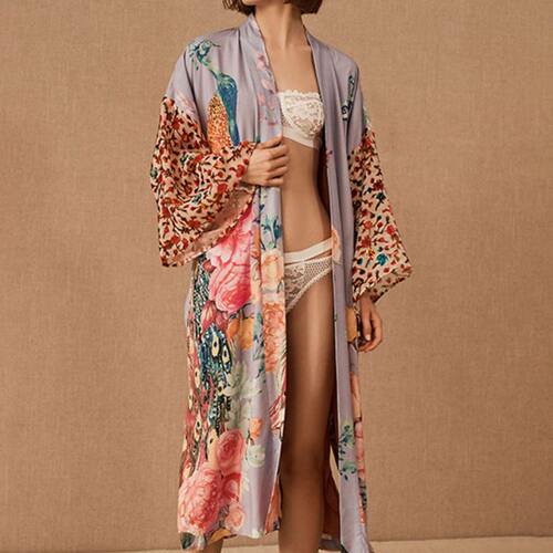 新款孔雀定位海边度假比基尼外搭开衫沙滩泳衣披肩长袖外套罩衫女