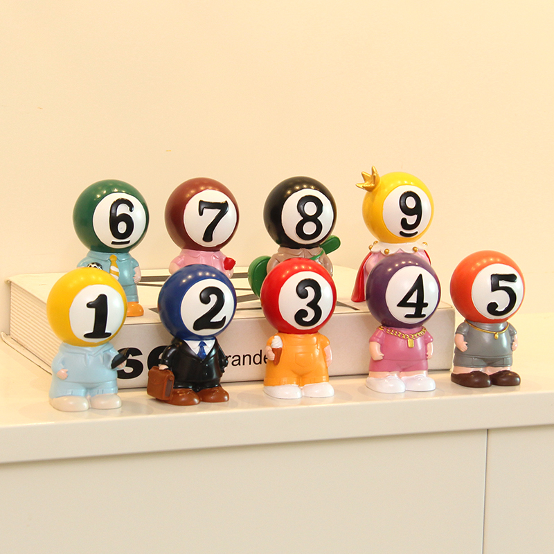 台球厅桌球俱e乐部收银台装饰创意摆件台球小玩偶店铺开业礼物摆