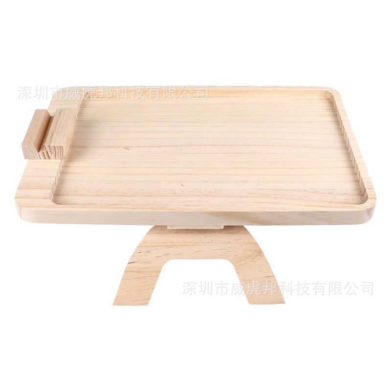 创意木制懒人沙发托盘可折叠托盘旋F转手机平板支架早餐点心餐盘