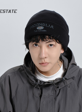 FINE STATE帽子冬季男2023新款针H织帽毛线帽男士黑色保暖冷帽男