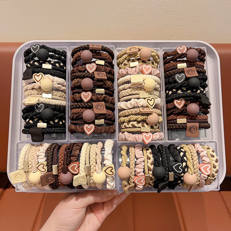 咖色高级感皮筋女扎头简约高马尾发绳头F绳高弹力耐用2024新款发