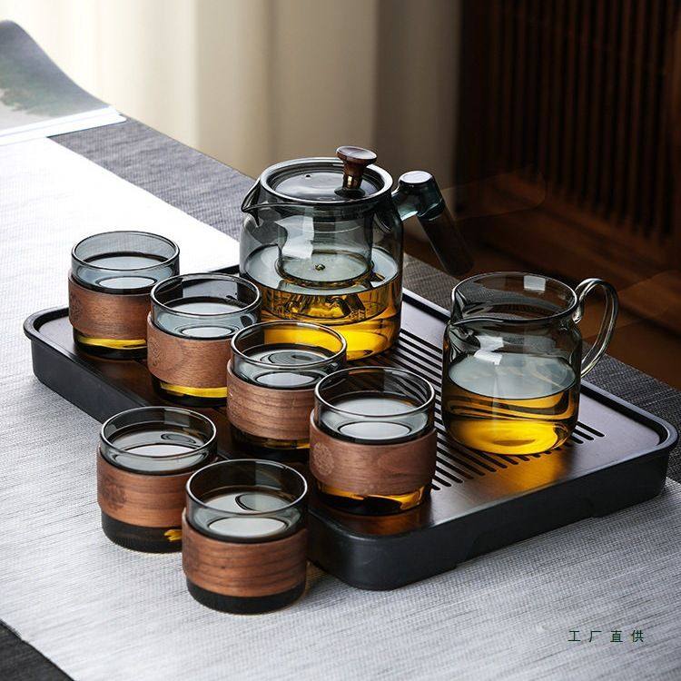 玻璃茶具套装家用泡茶壶茶盘喝茶杯子待客大容量2026新款轻奢高档