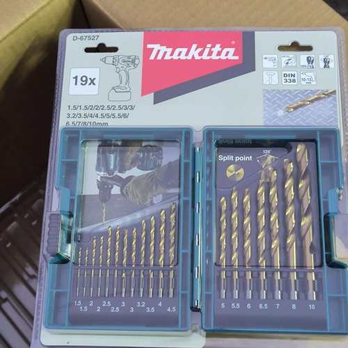 牧田麻花钻头家用直柄麻花钻电钻金属钻孔打孔19支套装镀钛