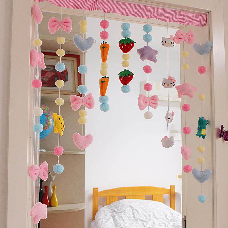 草莓味风四季隔断帘卧室家用免打孔半截门帘装饰网红飘纱门帘玄关