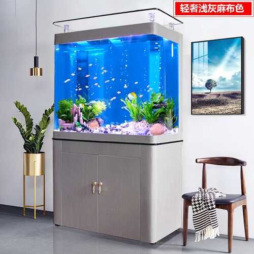鱼缸客厅小型落地家用水族箱底滤小弯型懒人鱼缸大型免换水乌龟缸