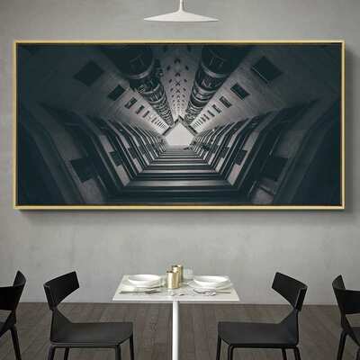 凝注视角 现代简约建筑装饰画大幅工业风办公室挂画横幅别墅壁画