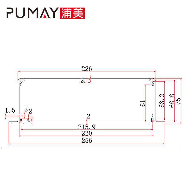 256-75-255电子元器件铝合金机箱铝型材控制器仪器仪表电路板箱体