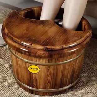 碳化香柏木泡脚桶木桶木盆实木浴盆足浴木质保温泡脚过膝足部艾草