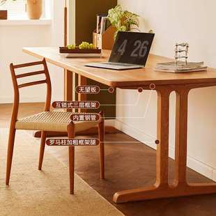 邮差来敲门客厅大长书桌子工作台实木大板桌去樱桃木餐桌双人餐桌