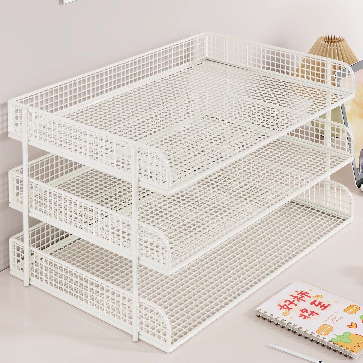 办公桌置物架台面文件收纳架女生工位好物改造神器分层架桌面书架