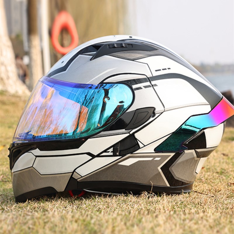 GSB新国标摩托车头盔男女双镜揭面盔半全覆式蓝牙机车全盔3C认