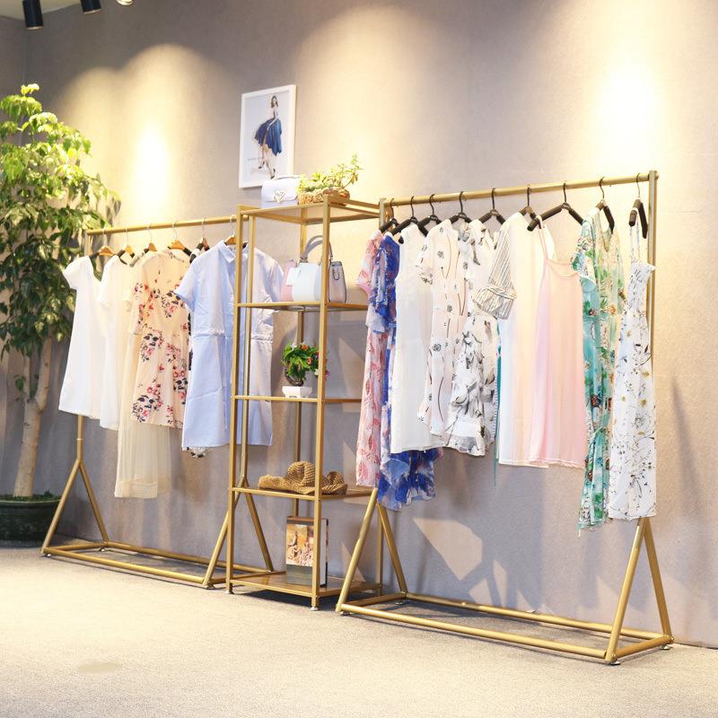 服装店铁艺服装架落地式服装展示架童装店货架挂衣架加厚服装架