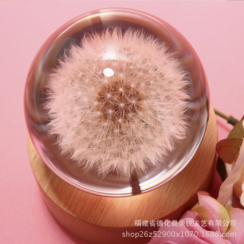 蒲公英水晶球 家居摆件 中秋七夕节 树脂工艺 送朋友情人闺蜜