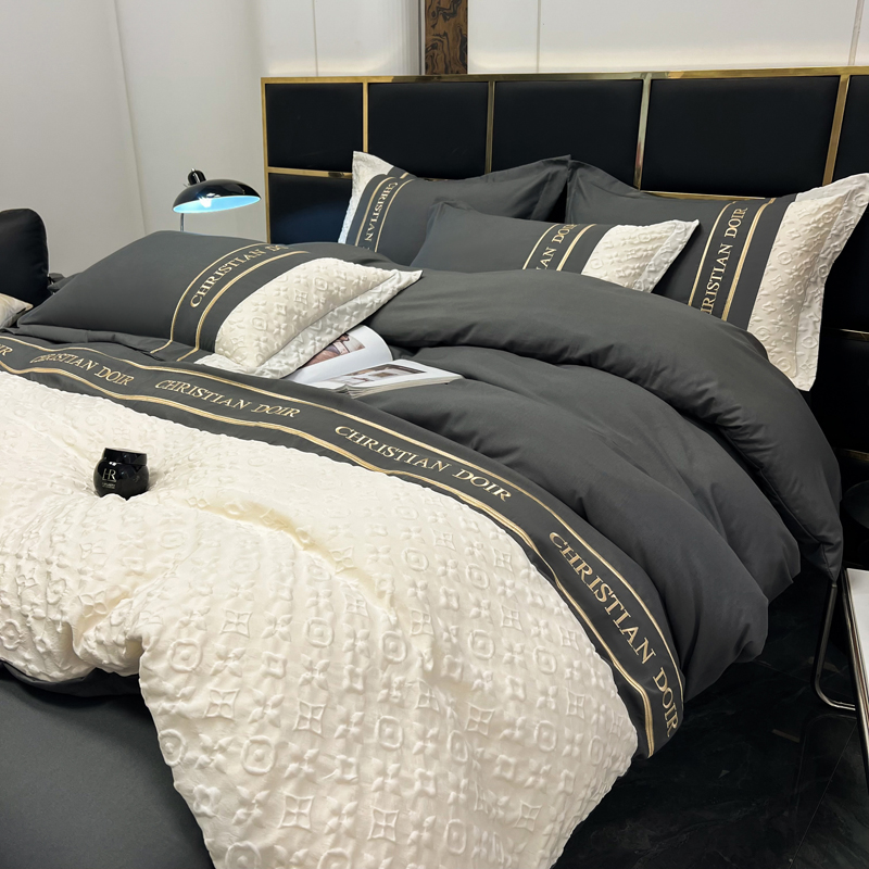 水洗棉四件套夏季k公主风轻奢高级感床单被套床笠款床上用品三件