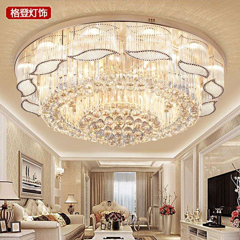 现代欧式客厅灯具客厅水晶灯大气吸顶灯LED圆形卧室灯S金厂家直销