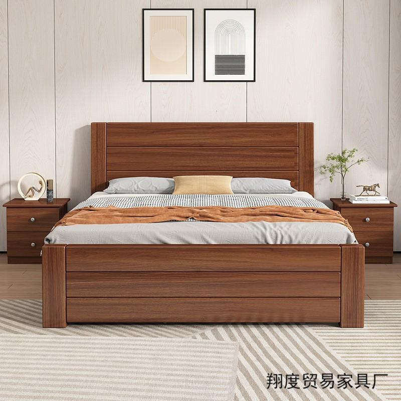 简约实木床1.5米中式双人床1.8米主卧家用出租房单人床1米经济型