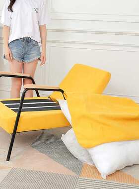 F4 实木扶手沙发椅懒人沙发北欧单人小户型卧室客厅阳台休闲躺椅