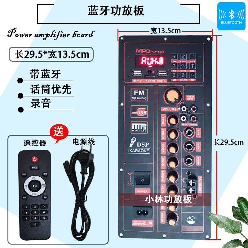 广场舞户外拉杆音响功放板带蓝牙 y改装音箱主板接12V电瓶220V供