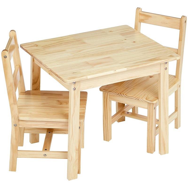 木制桌子和椅子,自然色 餐厅厨房用品木制餐桌木质家用工艺品