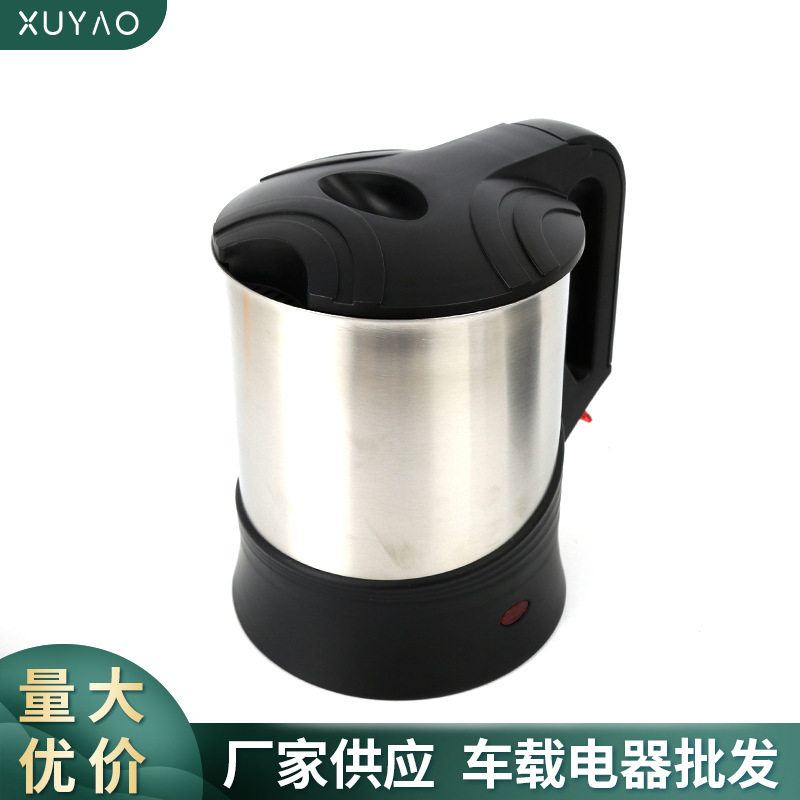 12V24V直流电压车载电水壶 1L不锈钢便携饮水机 户外旅行烧水壶