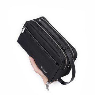 新款手包男潮牌双拉链帆布手提包男时尚个性手拿包男士单肩斜挎包