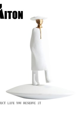 现代北欧样板房间轻奢创意白色人物别墅摆件会所售楼大厅艺术摆设