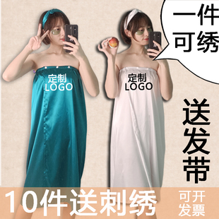 美容院顾客人裙专用浴裙薄款女夏睡袍浴袍巾抹胸围裹胸睡衣裙定制