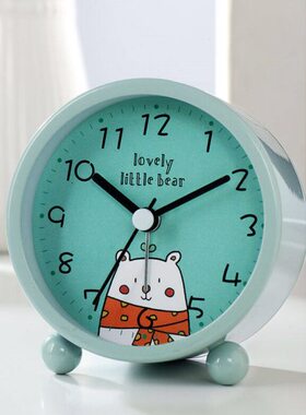 闹钟(H卡通时尚个性儿童床头钟学生ns创意可爱时5H绿A2闹ee表汉）