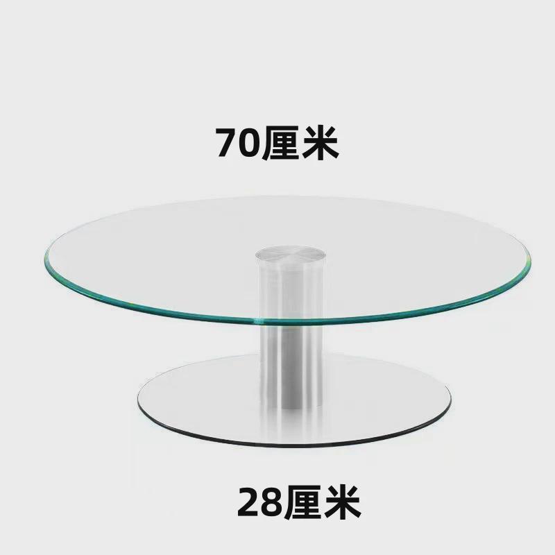 双层加高转盘钢化玻璃餐桌二层圆桌转盘饭店酒P水展示台旋转台新