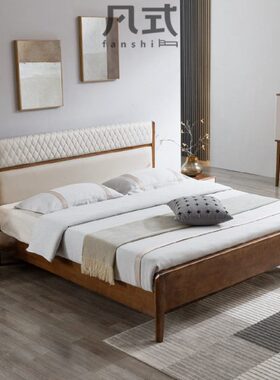 凡主卧双人床婚床轻奢软包现代简约极简1.8米皮床大式全实木室1.5