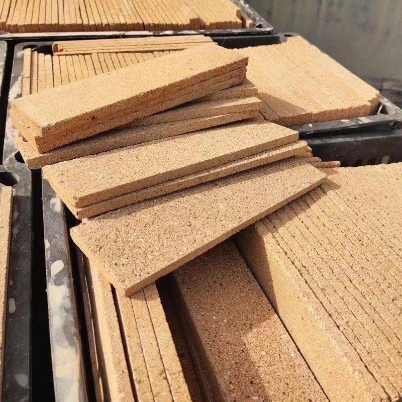 烧结砖薄c片酒店耐火砖切片咖啡厅砂结砖切条复古米黄陶砖片沙土