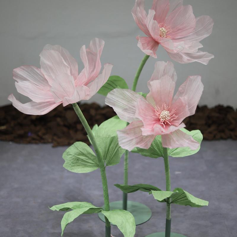 大型真丝网纱染色渐变花百合商场橱窗美陈装饰杂志拍摄婚庆道具