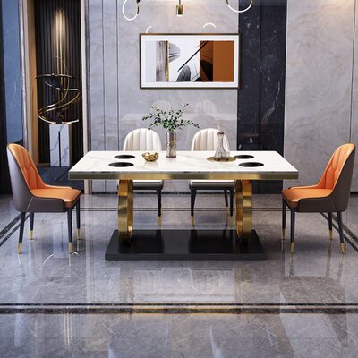 吃饭桌式大理石小户型岩板餐桌家用组合餐台现代简约意轻奢椅方形