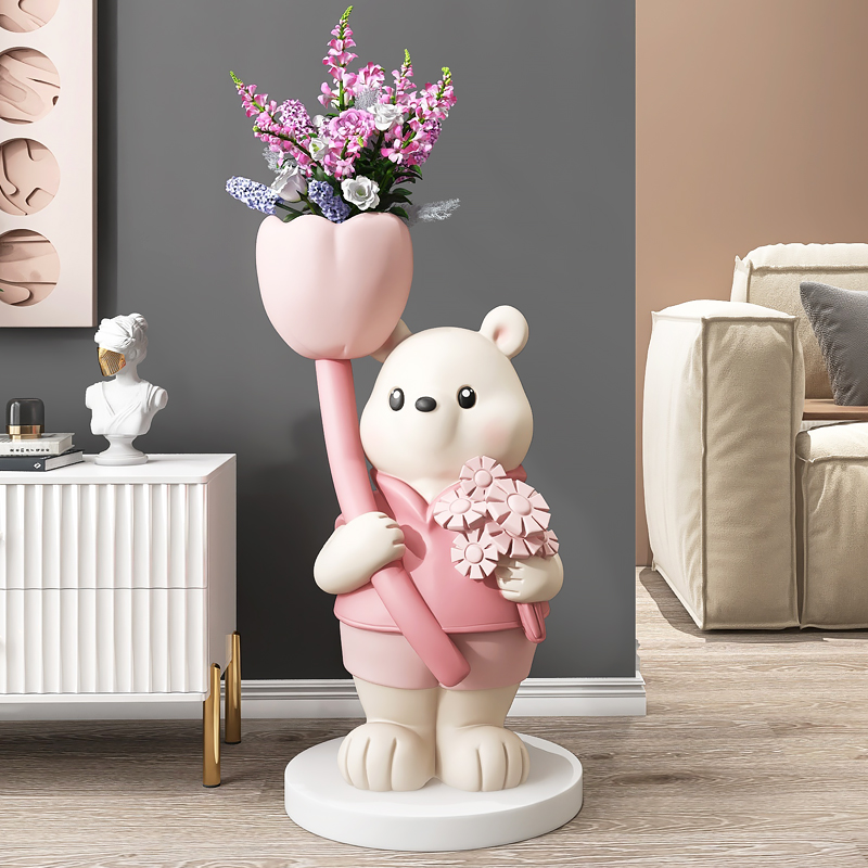 大型熊客厅沙h发旁落地摆件家居饰品电视柜装饰收纳卧室乔迁礼物