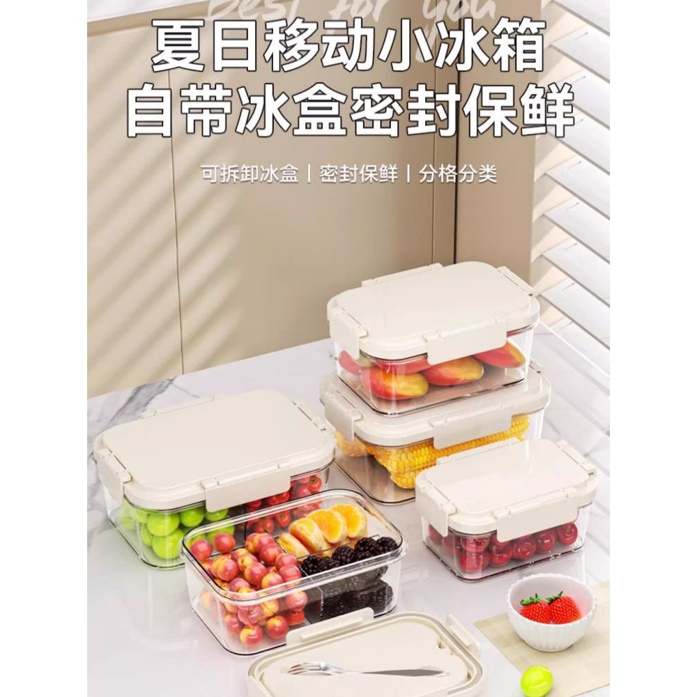 日本水果便当盒带叉子外出便携野餐露营食品级学生移动小冰箱保鲜