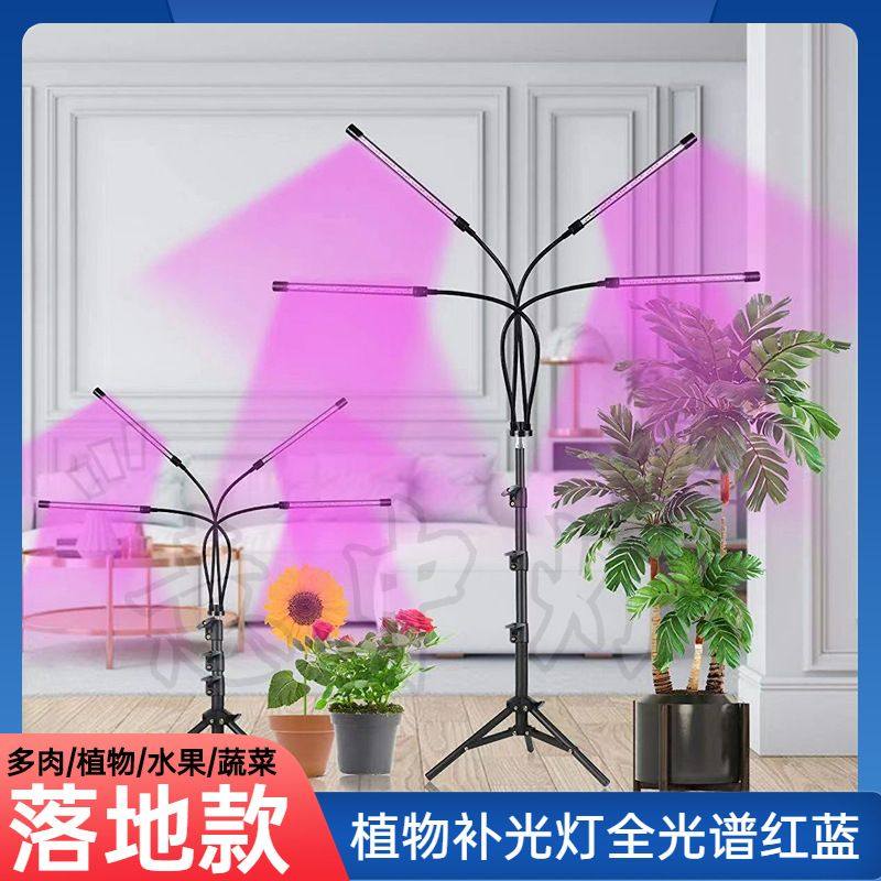 led植物补光灯全光谱落地支架款室内仿日光多肉上色灯防徒长草莓