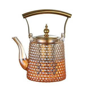 锤纹日式提梁壶复古煮茶壶大容量大洞天壶高硼硅玻璃茶壶过滤商用