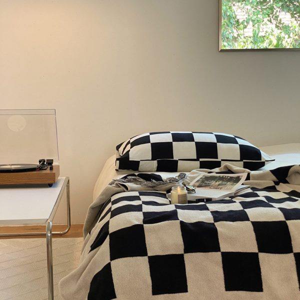 BK9K复古棋盘格毛毯黑白大格毛巾毯沙发休闲盖毯多功能汽车空,饰品/流行首饰/时尚饰品新,线,淘宝优惠券,粉丝福利购,淘宝优惠卷