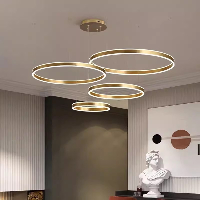 客厅吊灯b现代极简约大气2024年新款轻奢主卧室餐厅圆环形灯具大