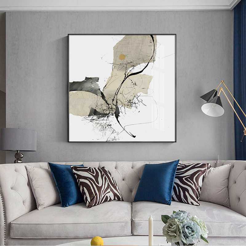 新中式大气轻奢装饰画现代抽象玄关客厅软装样板房书房茶室落地画