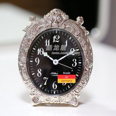 银色闹钟 德国进口发条弦手工 制造欧式钟表 黄铜座钟   机械上