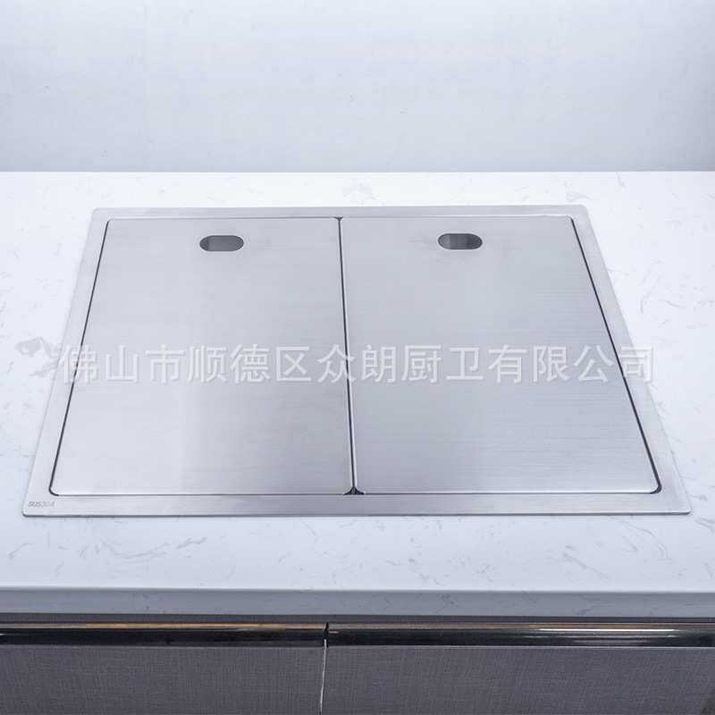 双盖板304不锈钢带台阶隐藏式大单槽折叠式龙头拉丝色5845、6848