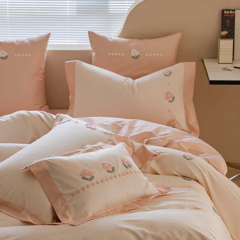 A类毛巾绣100S长绒棉四件套全棉被套单人纯棉三件套萌趣动物