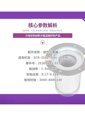 上海斯可络SCR-25/30XL/40PM螺杆空压机油气分离器芯25300045-022