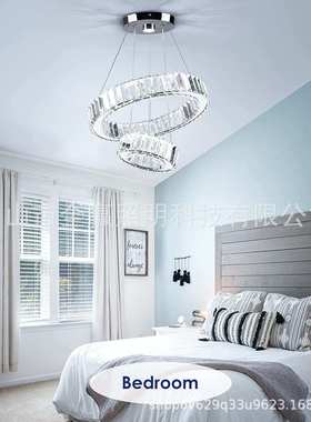 跨境环形LEDi温暖灯亚马逊爆款水晶吊灯北欧现代简约创意客厅灯