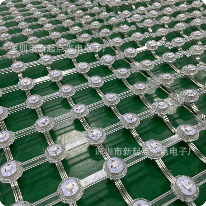 新起点户内外LED防水全彩智能T20单灯P50柔性透明网格屏厂家