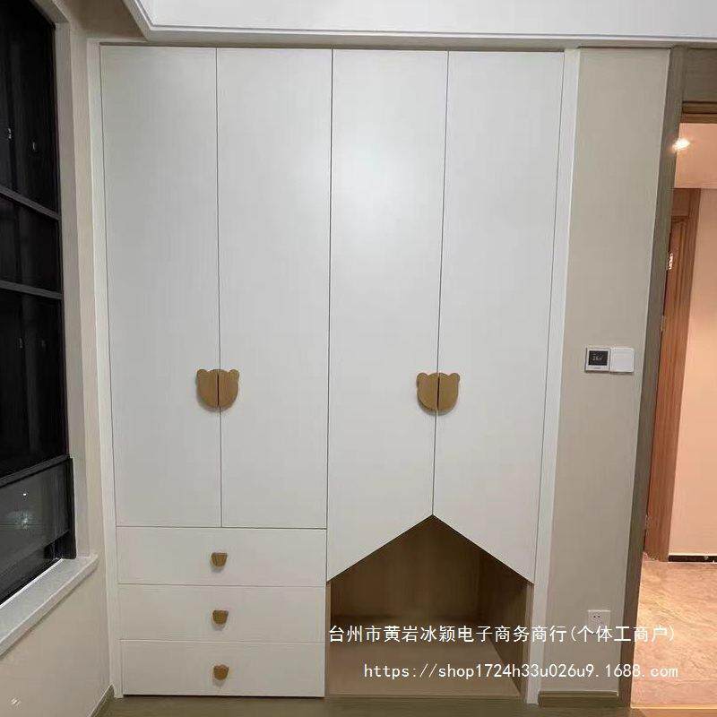 儿童房衣柜门拉手实木头男女孩可爱卡通造型简约把手原木色浅灰色