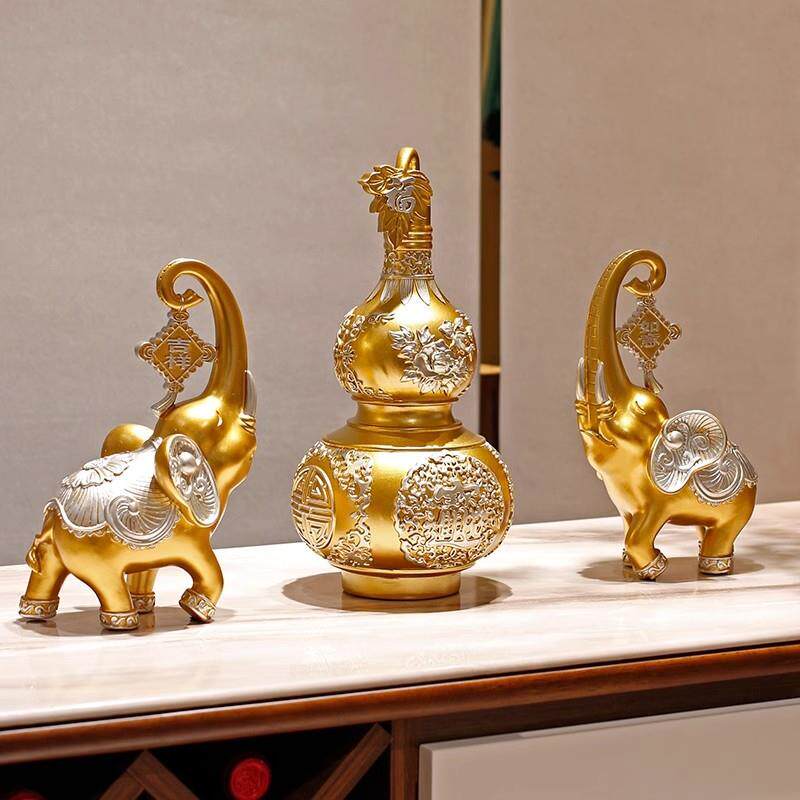 欧式创意葫芦大象摆件客厅酒柜办公书柜高挡家居装制品树脂工艺品